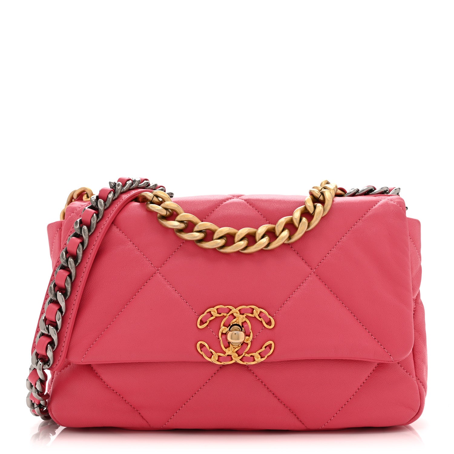 Chanel Goatskin Quilted Medium Chanel 19 Flap Dark Pink 1 of 10