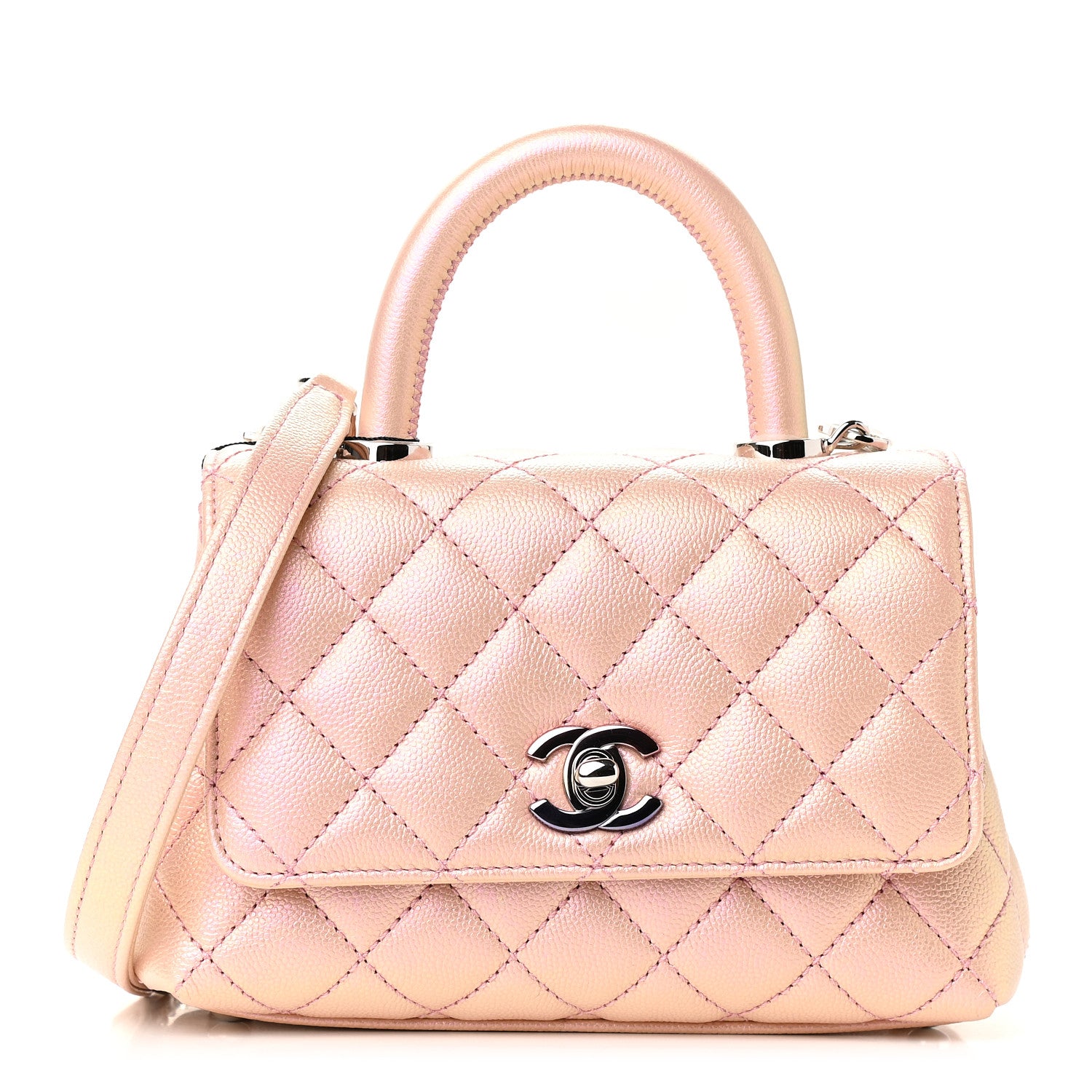 Chanel Iridescent Caviar Quilted Extra Mini Coco Handle Flap Light Pink 1 of 9