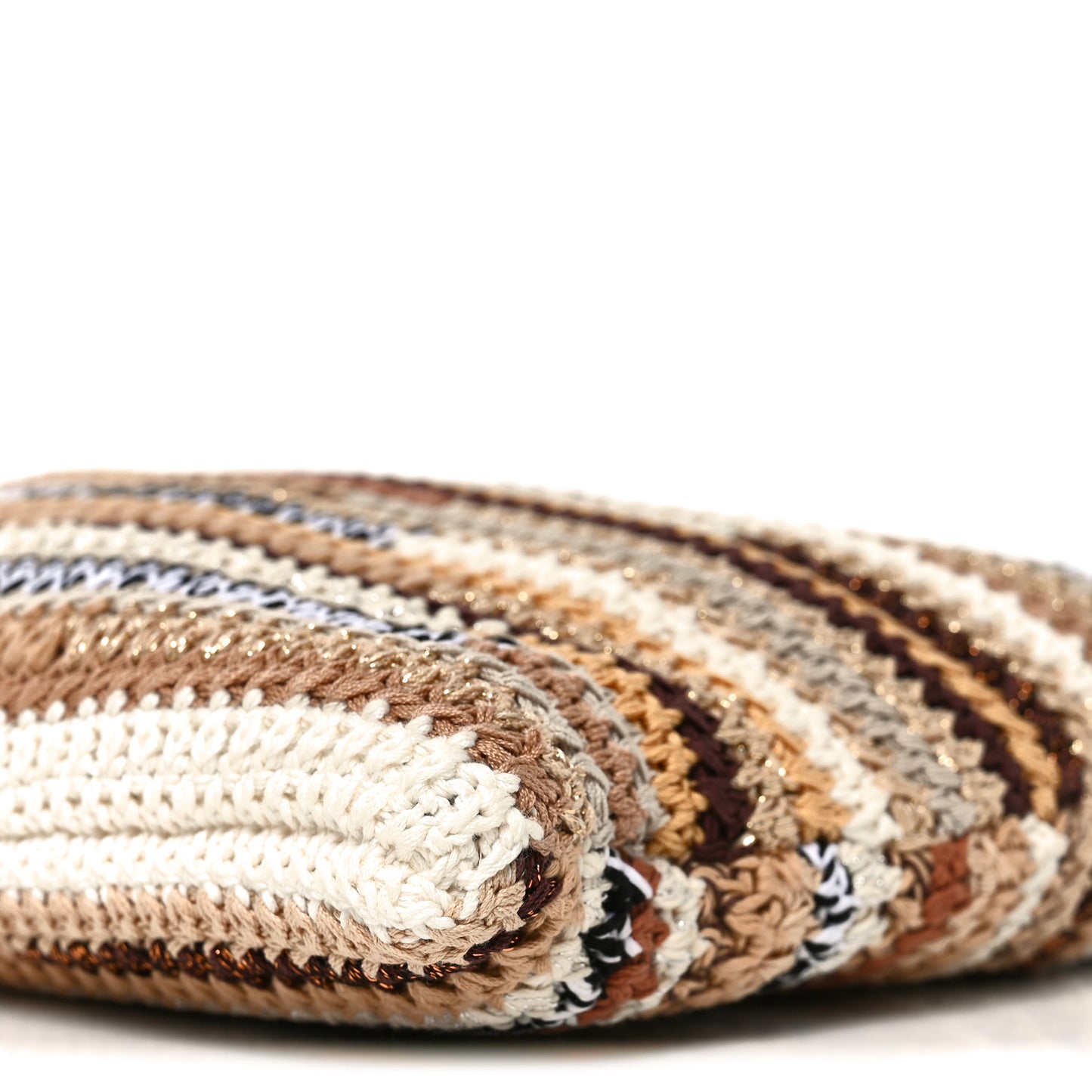 Cotton Crochet Stripe Vertical Tote Bag Naturale