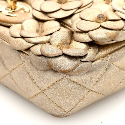 Chanel Metallic Lambskin Quilted Mini Camellia Flap Gold 10 of 12