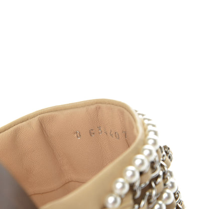 Chanel Pearl Lambskin Chain Flat Sandals 36 Beige 9 of 10
