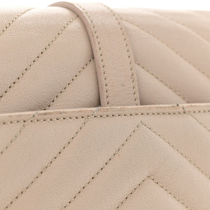 Saint Laurent Sheepskin Matelasse Chevron Monogram Medium College Bag Dark Beige 16 of 17