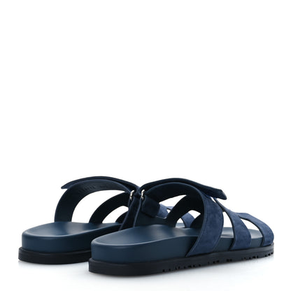 Hermes Suede Goatskin Womens Chypre Sandals 40.5 Bleu Celeste 5 of 11