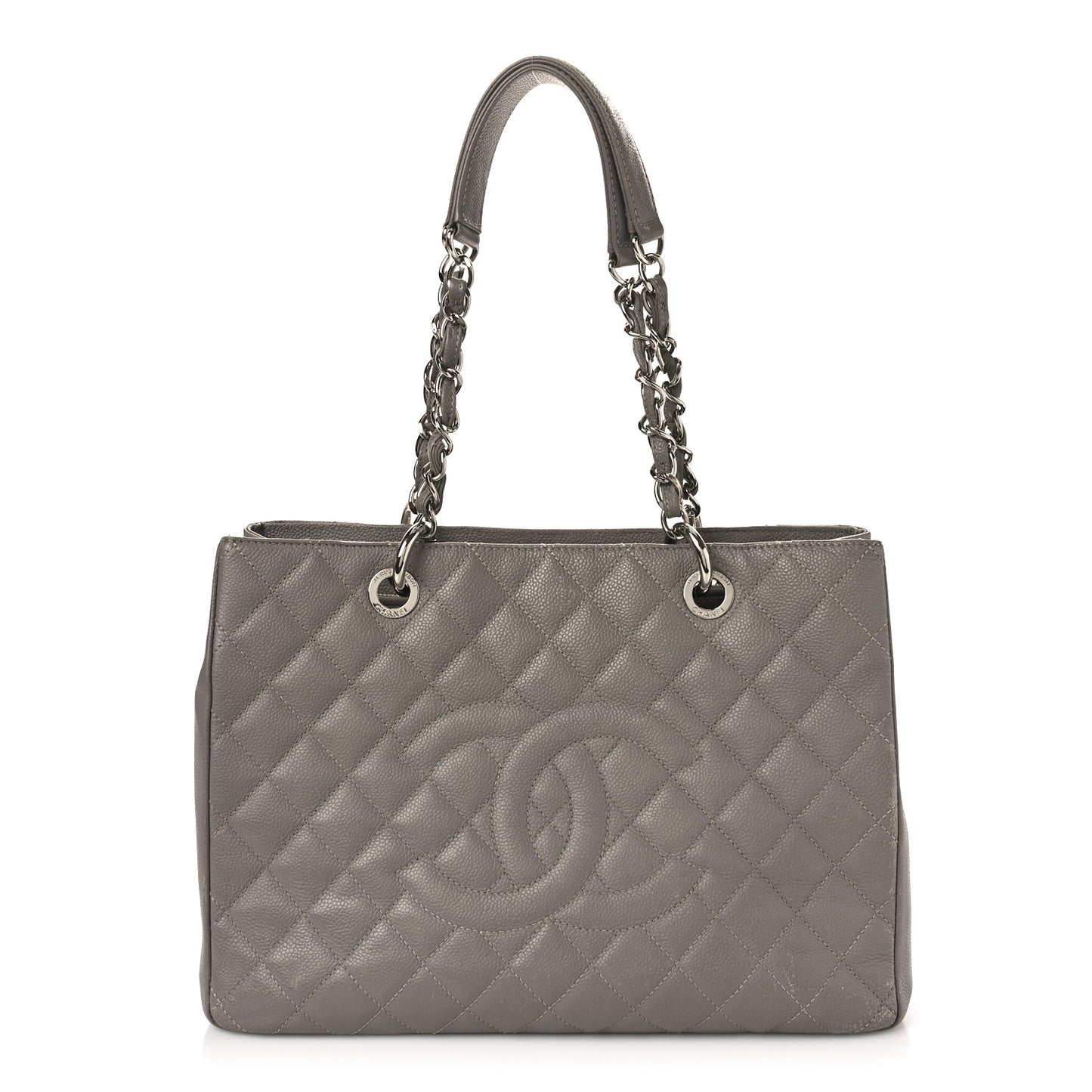 Caviar Quilted Grand Shopping Tote GST Light Grey