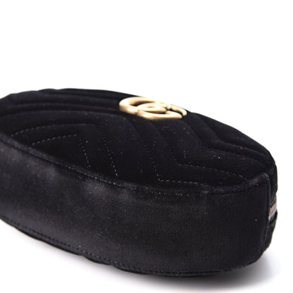 Gucci Velvet Matelasse GG Marmont Belt Bag 95 38 Black 10 of 10