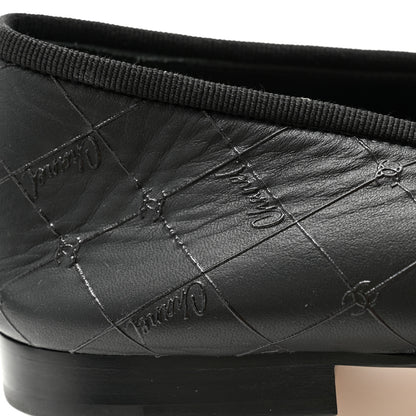Chanel Printed Lambskin Patent Cap Toe Ballerina Flats 38 Black 10 of 11