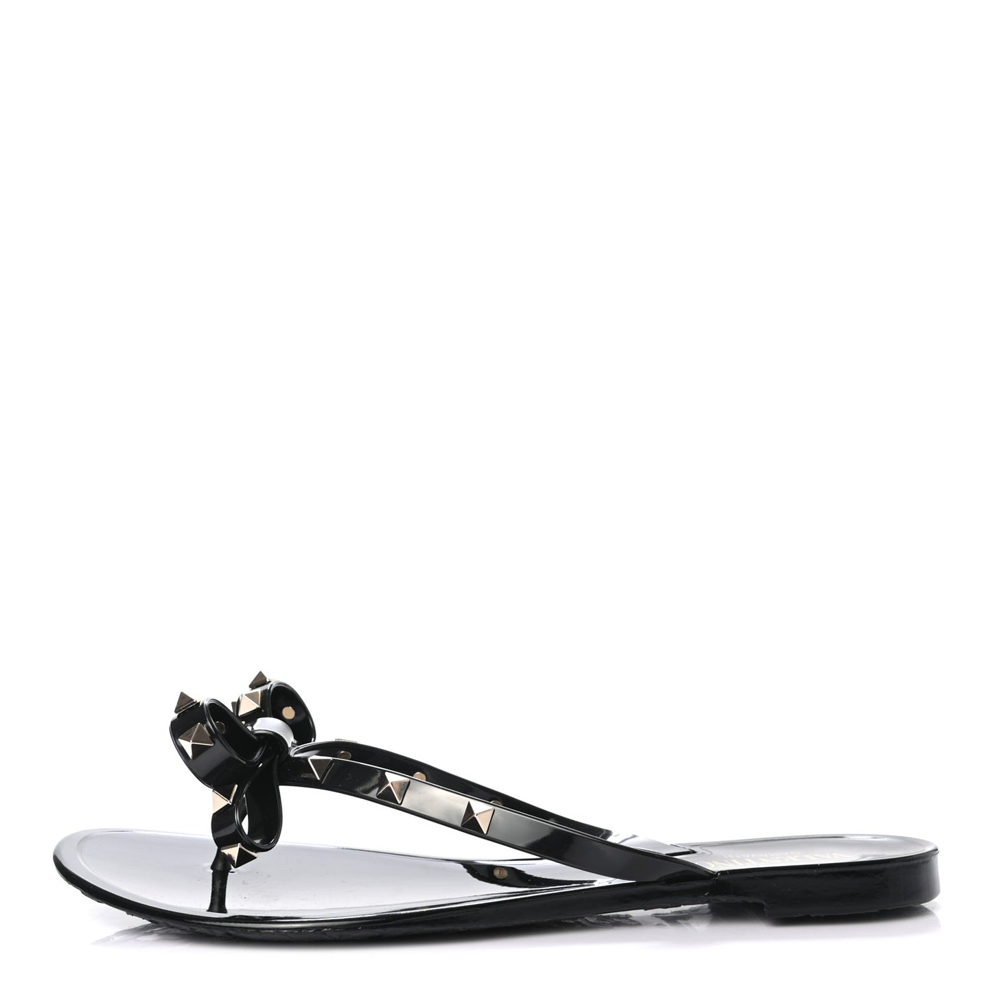PVC Jelly Rockstud Bow Thong Sandals 41 Black