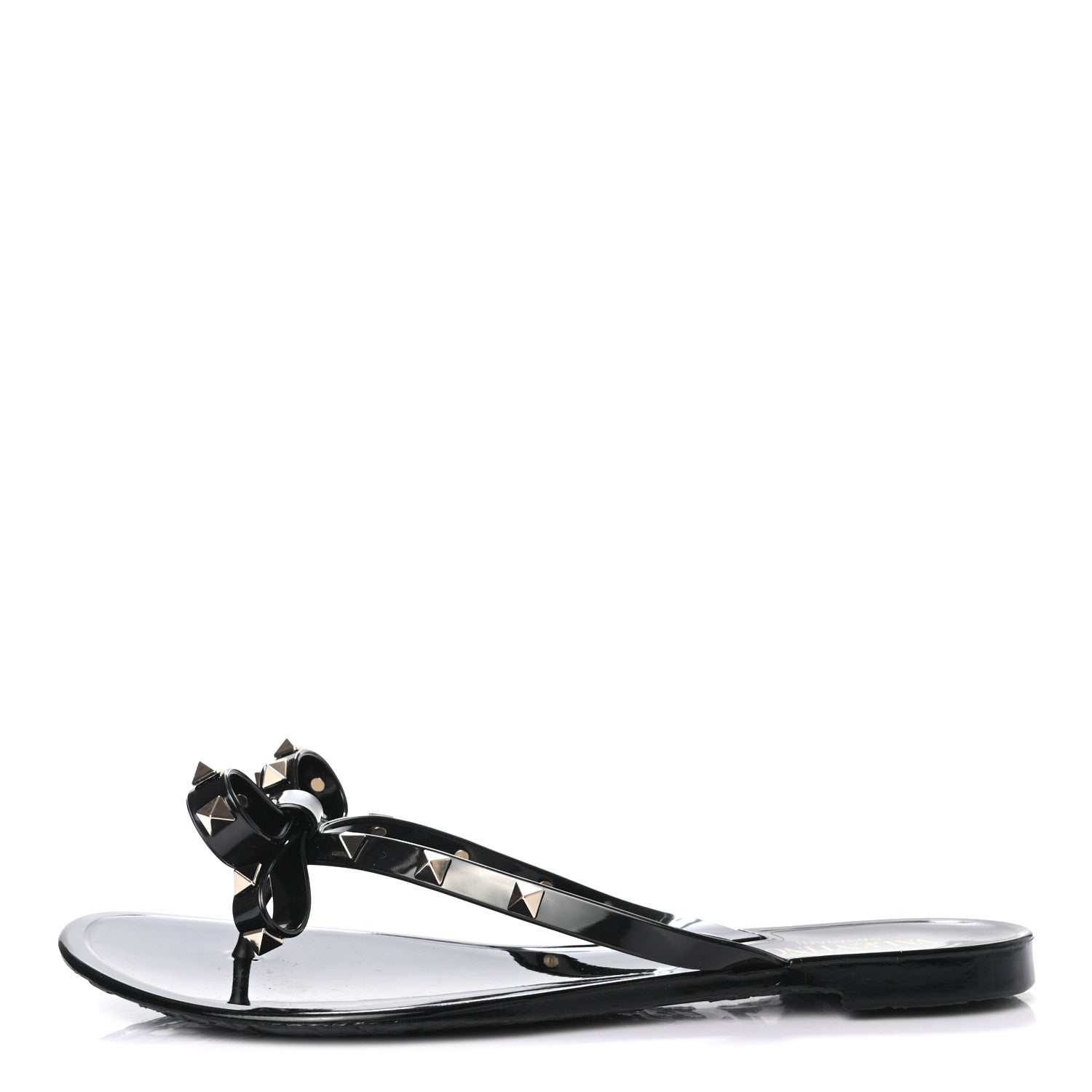Valentino Garavani PVC Jelly Rockstud Bow Thong Sandals 41 Black 1 of 7