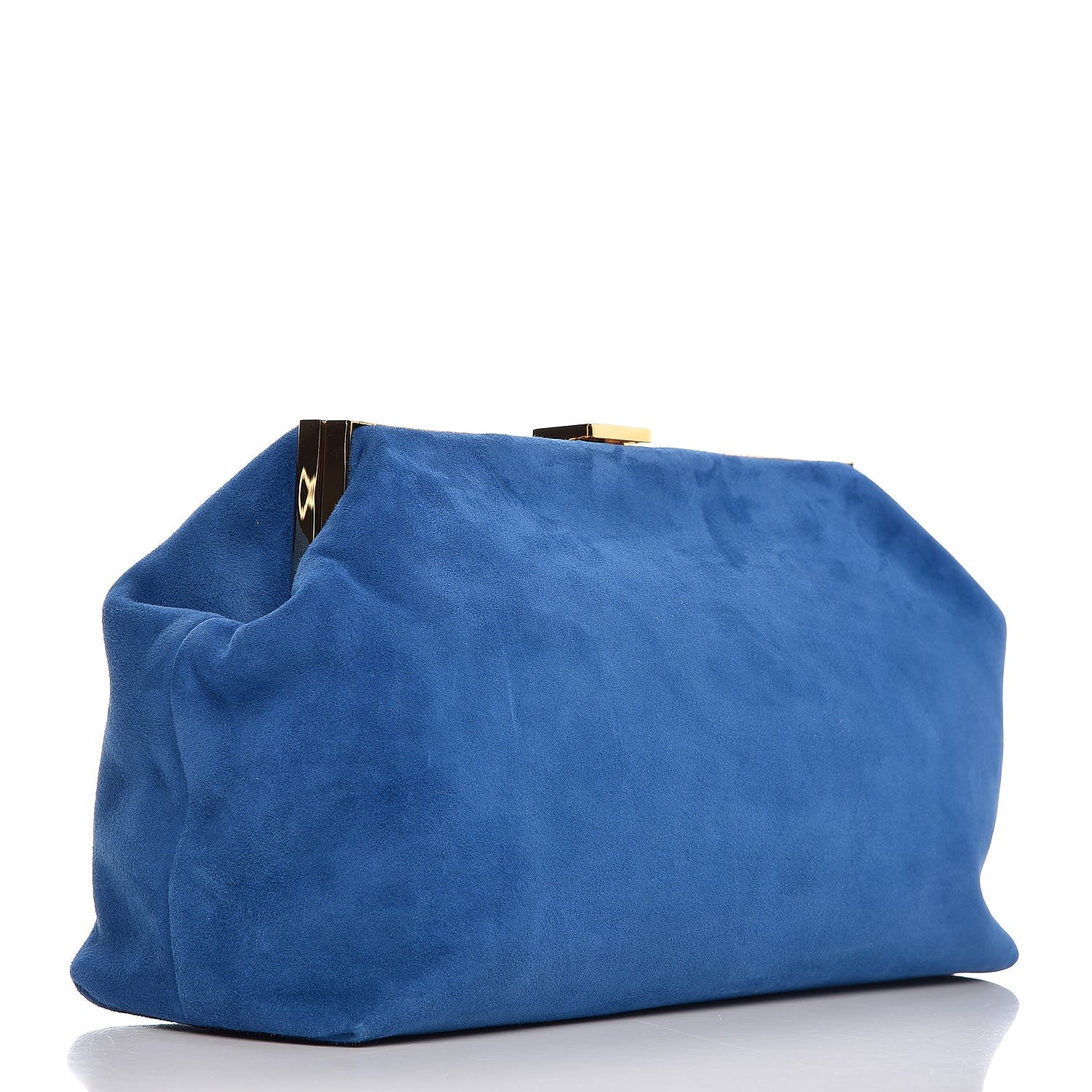 Mansur Gavriel Suede Volume Clutch Sea Blue 3 of 7