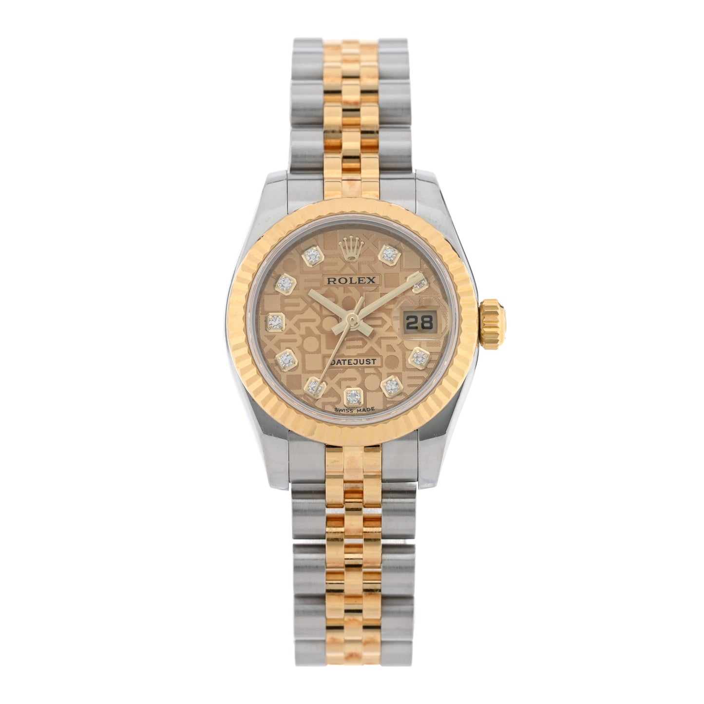 Stainless Steel 18K Yellow Gold Diamond 26mm Oyster Perpetual Datejust Watch Champagne Jubilee 179173