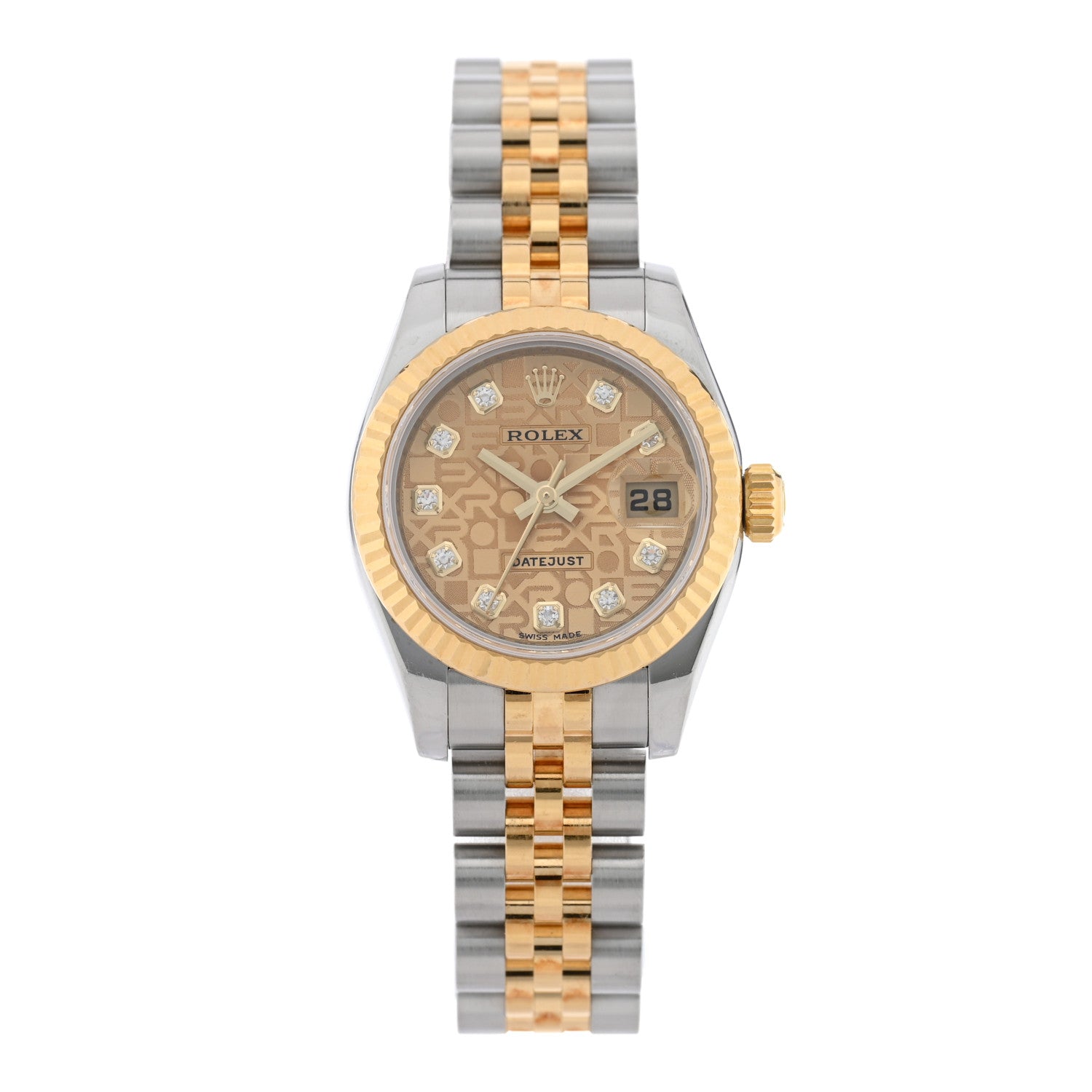 Rolex Stainless Steel 18K Yellow Gold Diamond 26mm Oyster Perpetual Datejust Watch Champagne Jubilee 179173 1 of 5