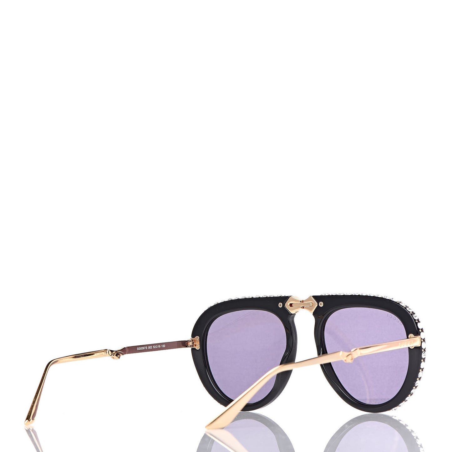Acetate Crystal Foldable Aviator Sunglasses GG0307S Black