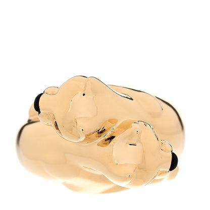 Cartier 18K Yellow Gold Black Onyx Emerald Double Panthère De Cartier Bypass Ring 51 5.75 3 of 8