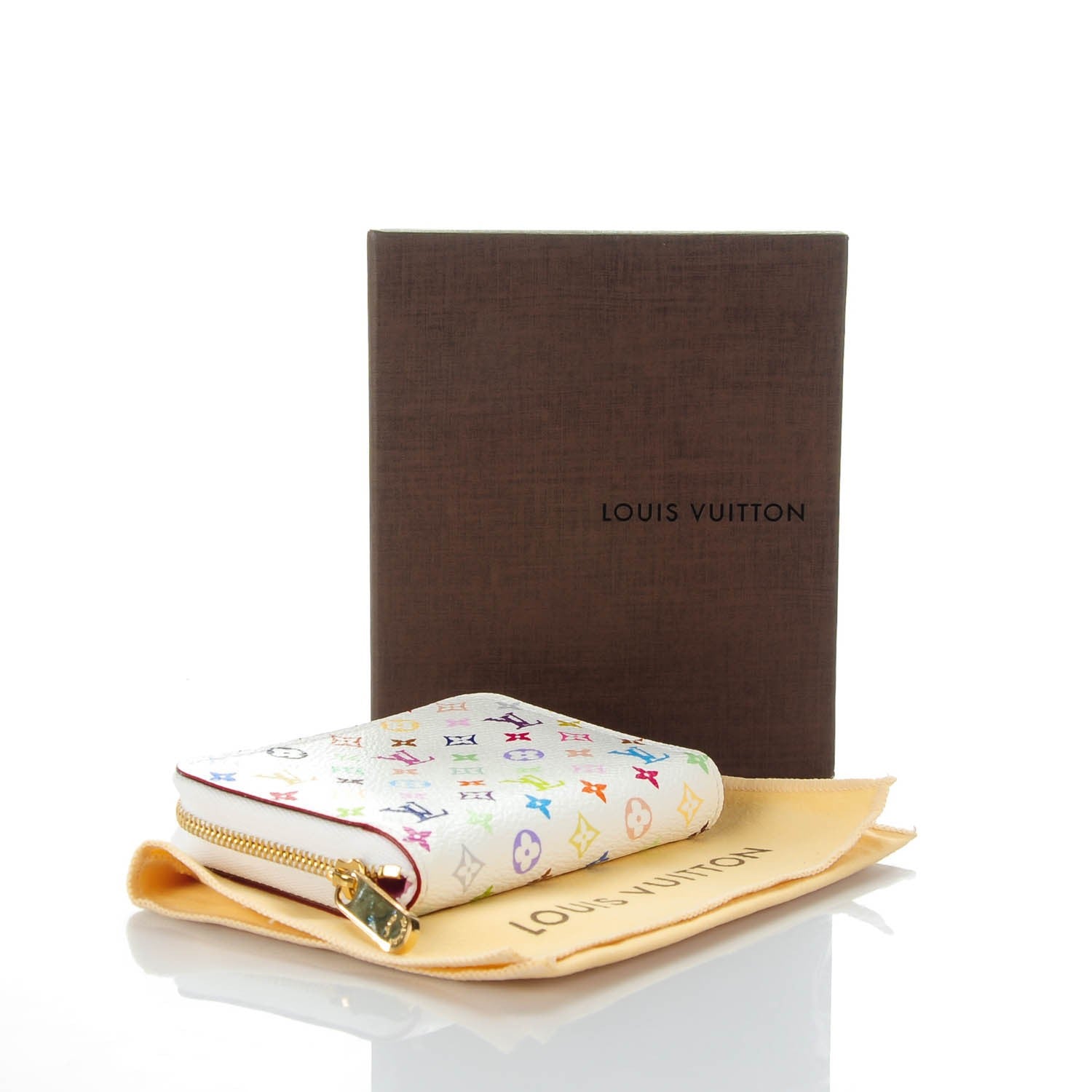 Louis Vuitton Monogram Multicolor Zippy Coin Purse Wallet White Litchi 4 of 7