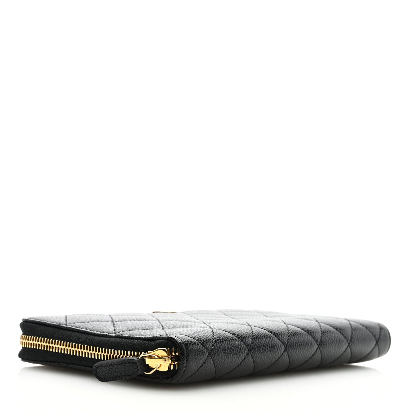 Caviar Quilted Large Zip Around Organizer Wallet Black