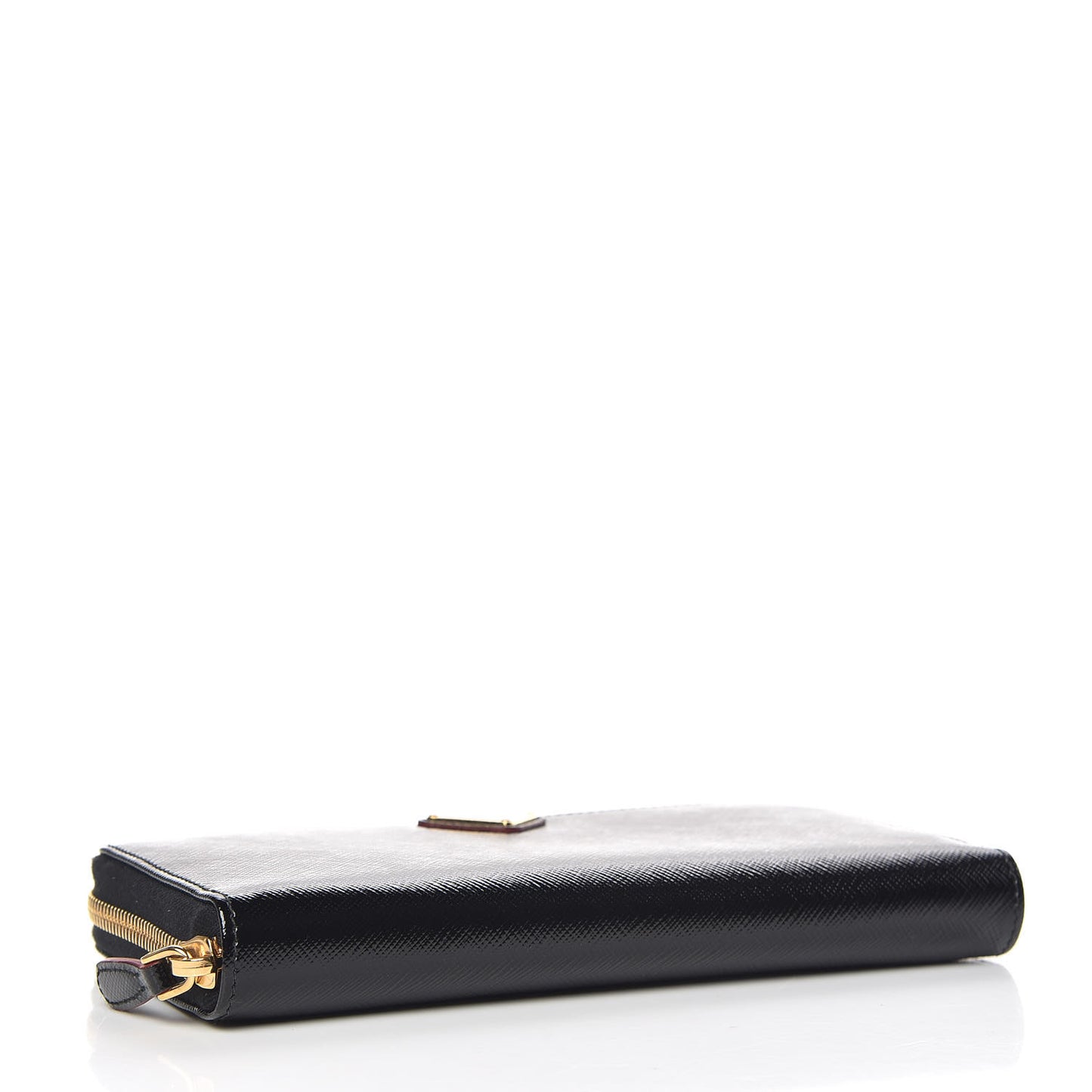 Saffiano Vernice Zip Around Wallet Black Rosso