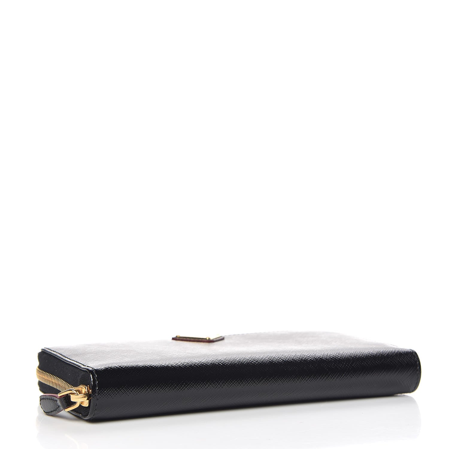 Prada Saffiano Vernice Zip Around Wallet Black Rosso 4 of 6