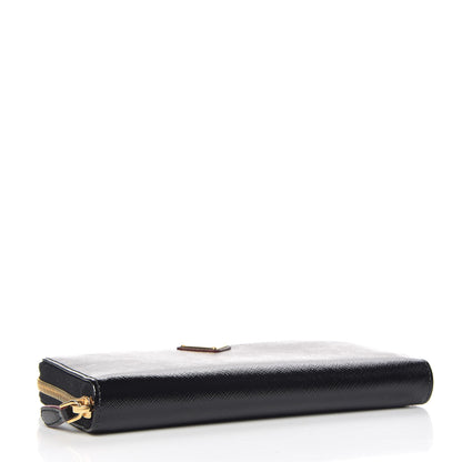 Prada Saffiano Vernice Zip Around Wallet Black Rosso 4 of 6