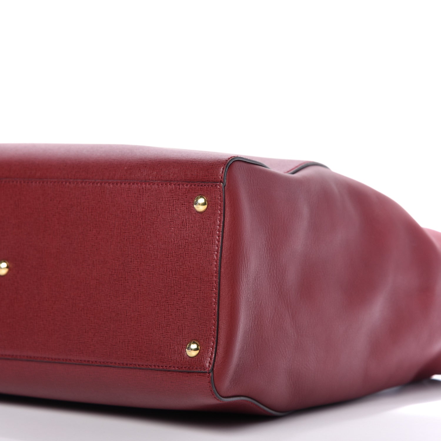 Fendi Vitello Elite Large 2Jours Tote Rosso Scuro Ciliegia 7 of 9