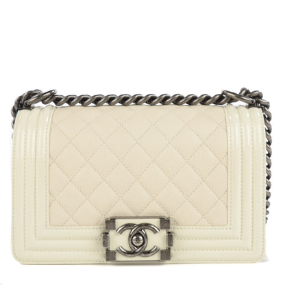 Chanel Goatskin Quilted Patent Small Duo Boy Flap White 1 of 8