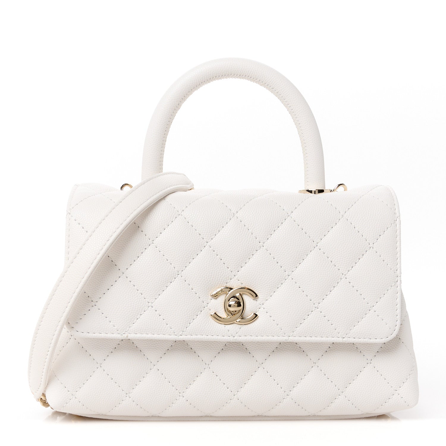 Chanel Caviar Quilted Mini Coco Handle Flap White 1 of 12