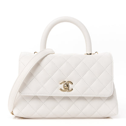 Chanel Caviar Quilted Mini Coco Handle Flap White 1 of 12
