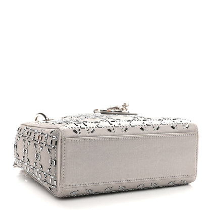 Christian Dior Satin Crystal Cannage Mini Lady Dior Gray 4 of 9