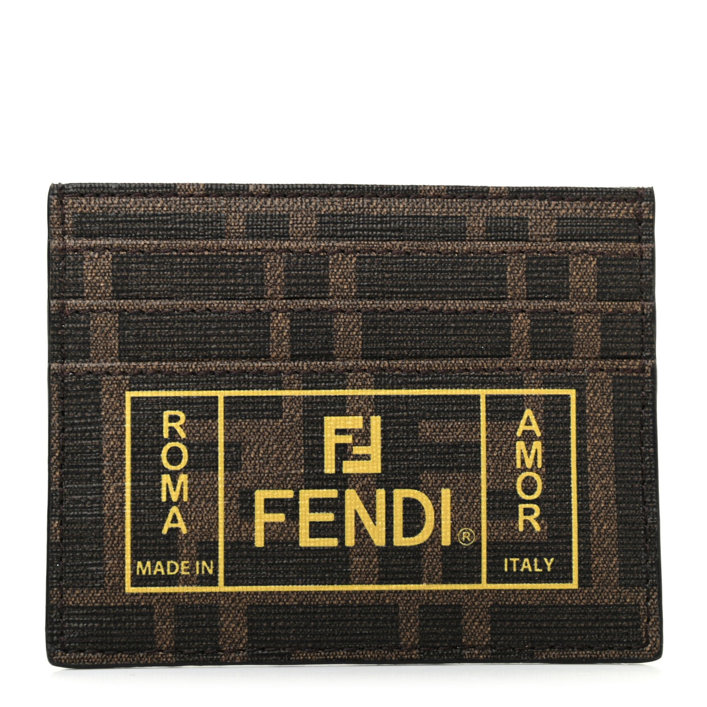 Glazed Fabric FF 1974 Roma Amor Card Holder Tobacco Limone