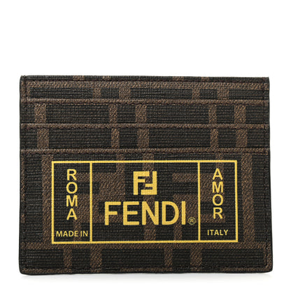 Fendi Glazed Fabric FF 1974 Roma Amor Card Holder Tobacco Limone 1 of 7