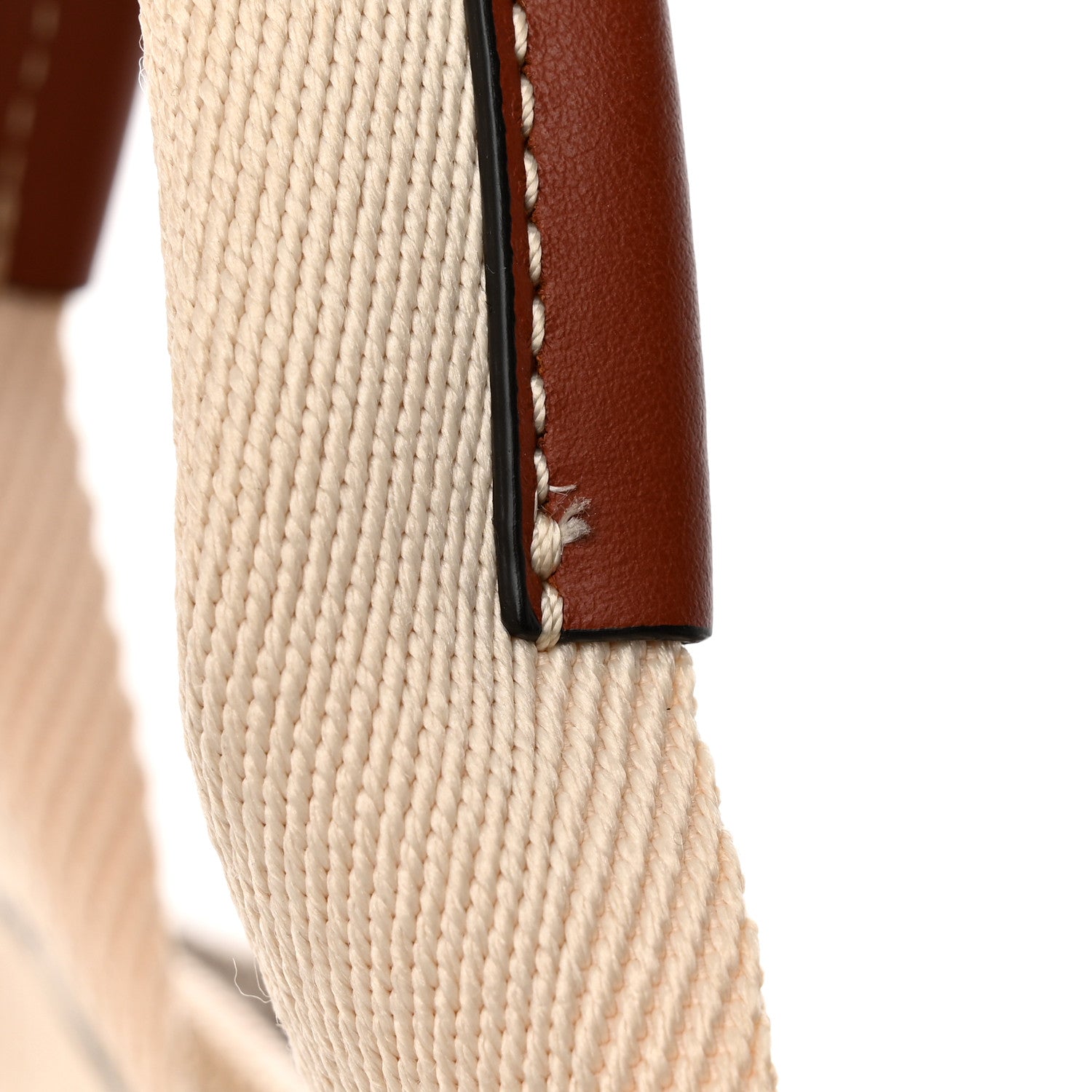 Chloe Cotton Calfskin Small Woody Ribbon Tote White Brown 14 of 15