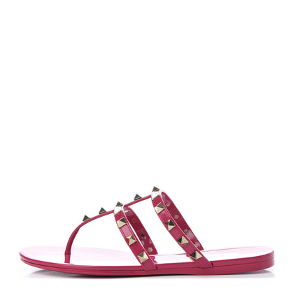 Valentino Garavani PVC Jelly Rockstud Caged Flat Thong Sandals 36 Blossom 1 of 10