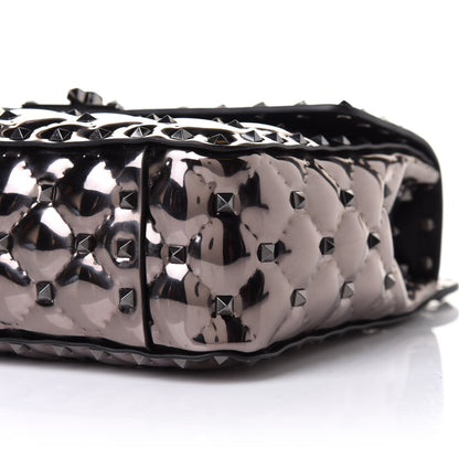 Valentino Garavani Metallic Patent Medium Rockstud Spike Shoulder Bag Rutenio 8 of 8