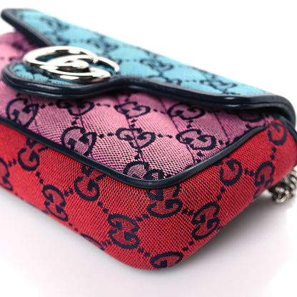 Gucci Monogram Multicolor Matelasse Diagonal Super Mini GG Marmont Shoulder Bag Light Blue Pink Blue Green Red 9 of 9