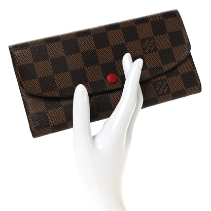 Louis Vuitton Damier Ebene Emilie Wallet Red 2 of 8