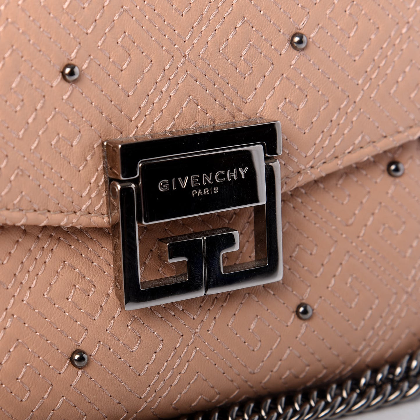 Lambskin Embroidered Studded Small GV3 Shoulder Bag Powder