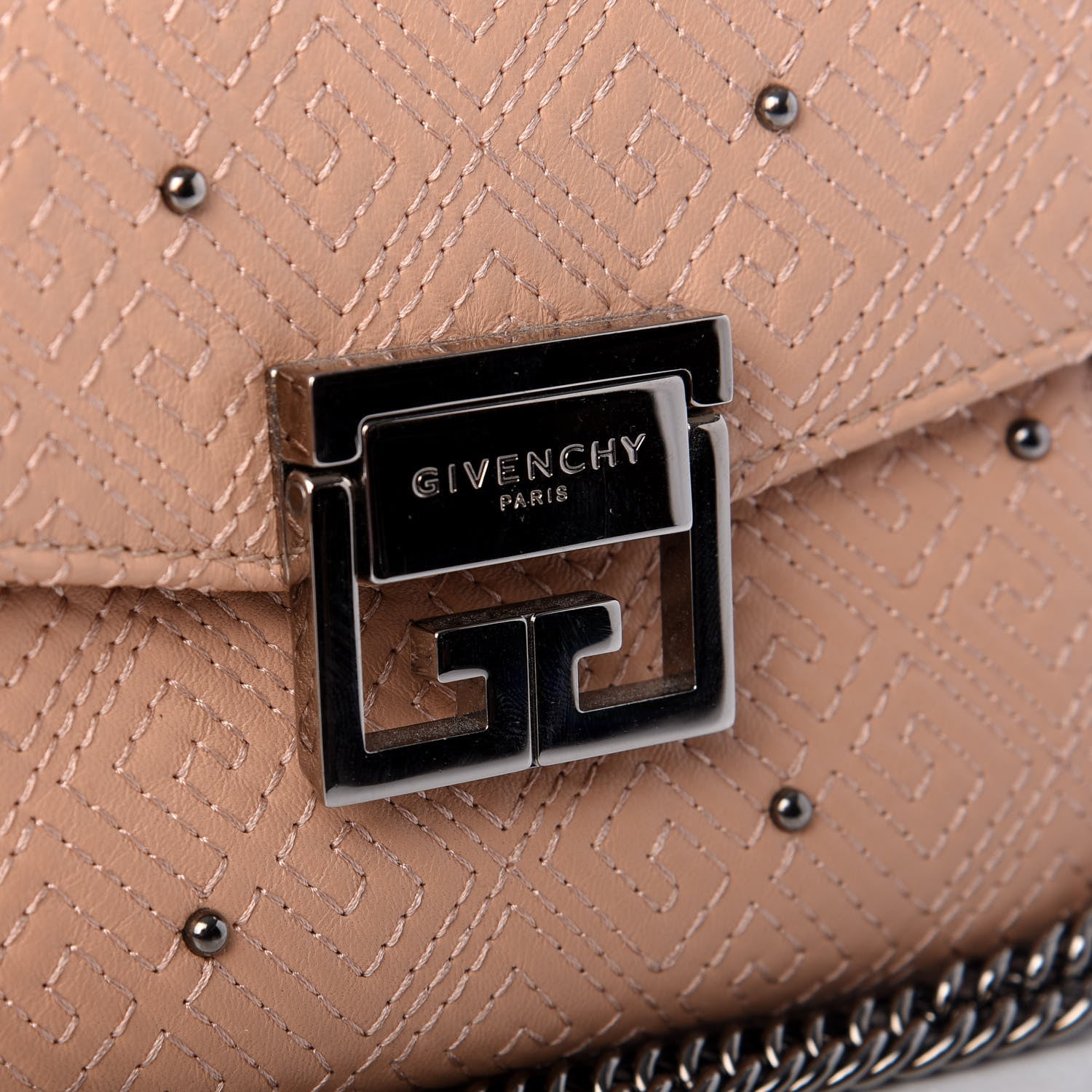 Givenchy Lambskin Embroidered Studded Small GV3 Shoulder Bag Powder 9 of 9