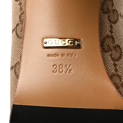 Gucci Monogram Malaga Kid Lisa Mid Heel Boots 38.5 Beige Ebony 6 of 13