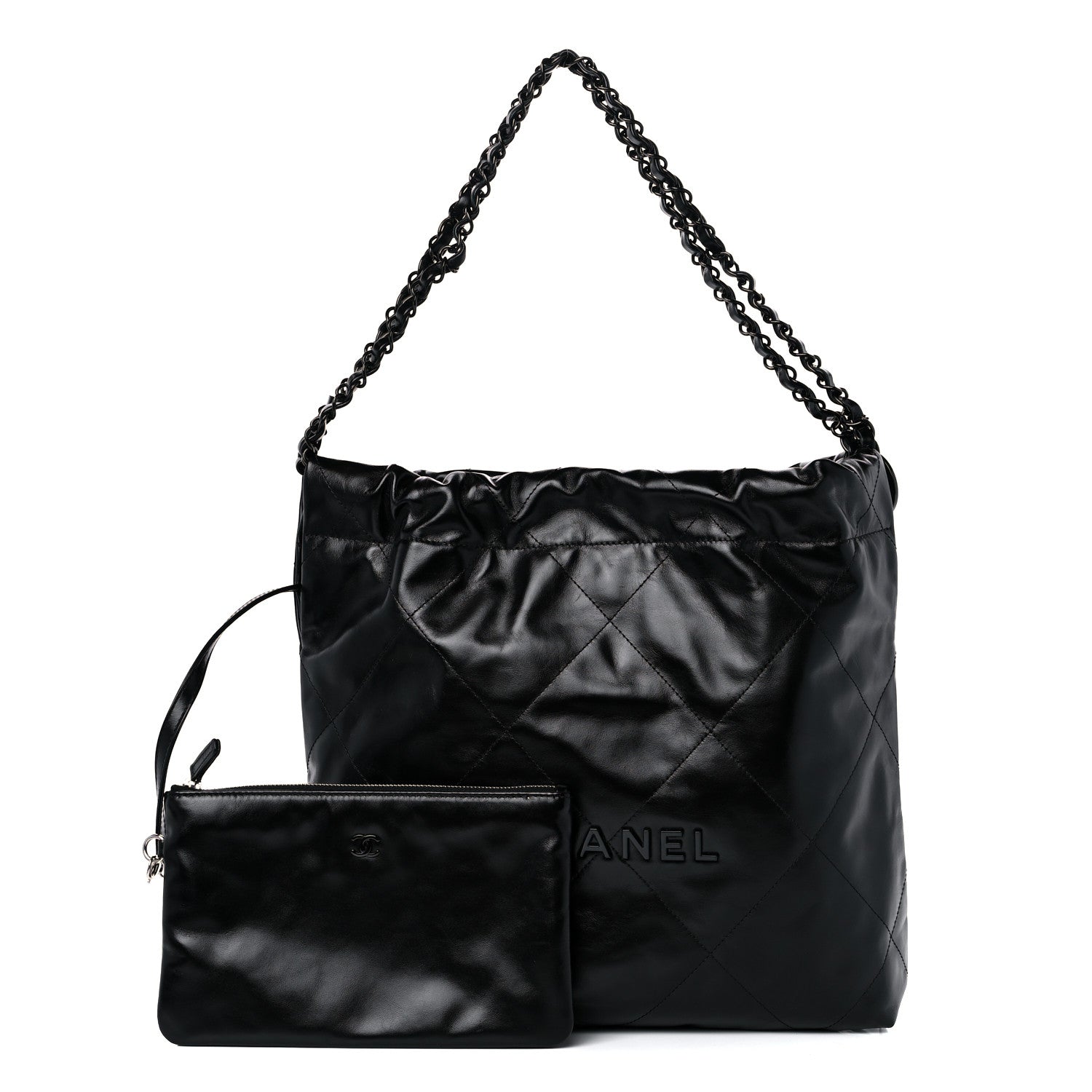 Chanel Shiny Calfskin Quilted Small Chanel 22 So Black 1 of 11