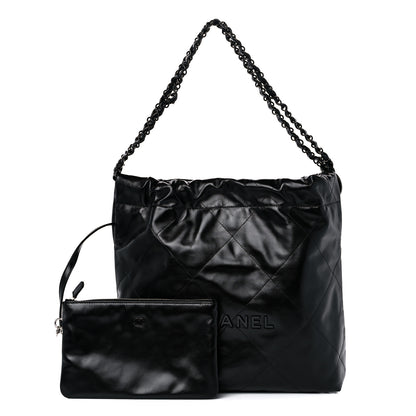 Chanel Shiny Calfskin Quilted Small Chanel 22 So Black 1 of 11