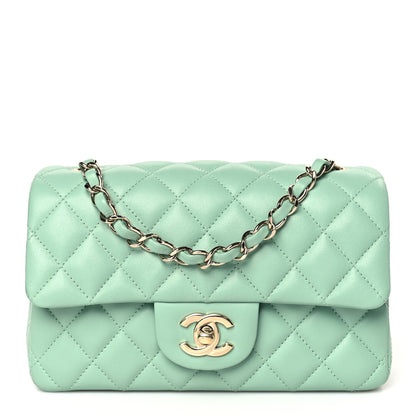 Chanel Lambskin Quilted Mini Rectangular Flap Light Green 1 of 9