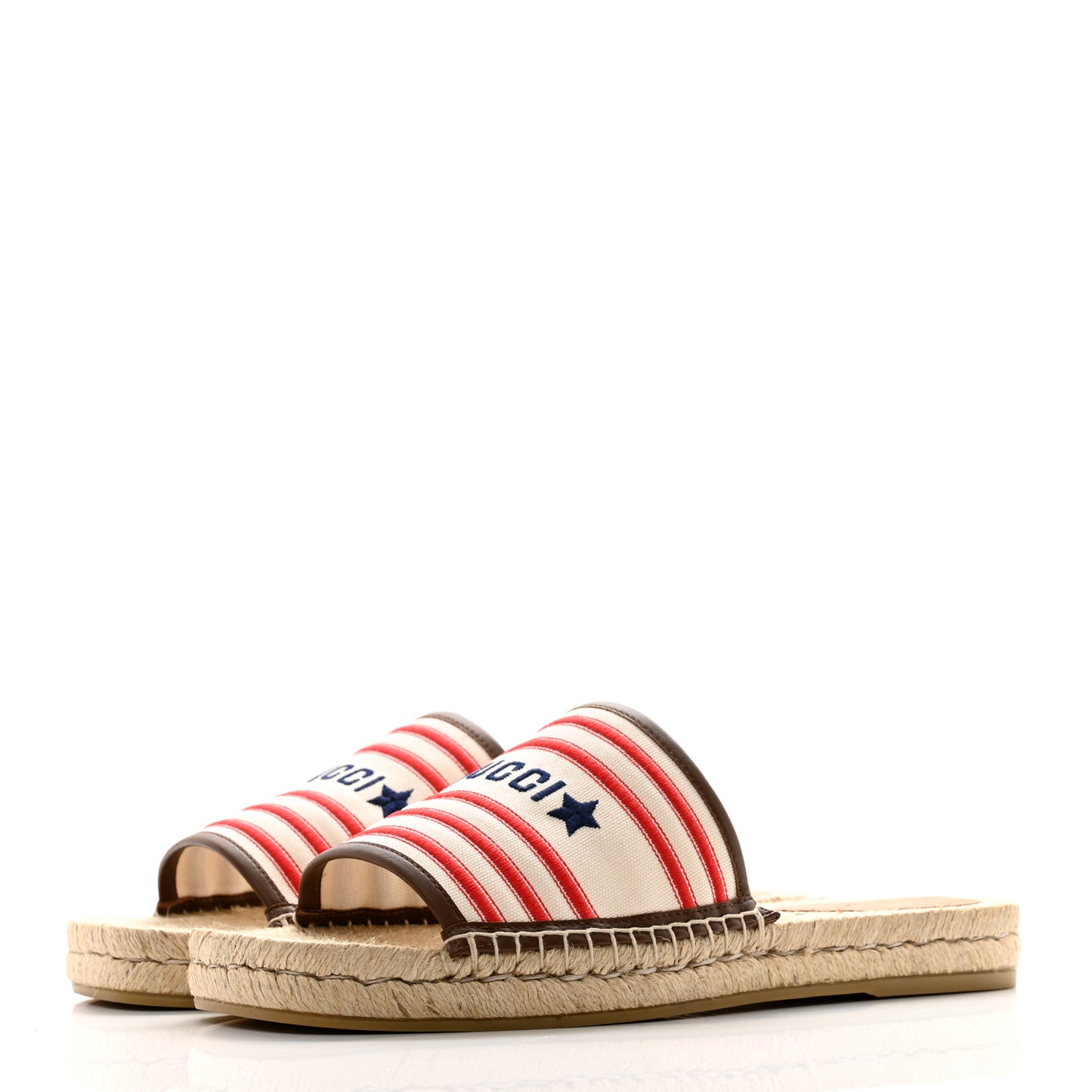 Canvas Miro Soft Calfskin Striped Mens Espadrille Flat Slide Sandals 9 Greggio Brown Sugar