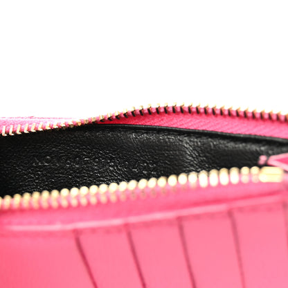 Saint Laurent Grain De Poudre Matelasse Chevron Monogram Fragments Zippered Card Case Fresh Fuxia 7 of 8