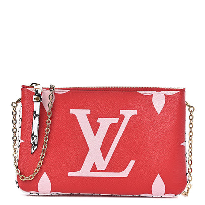 Louis Vuitton Monogram Giant Double Zip Pochette Rouge 1 of 11