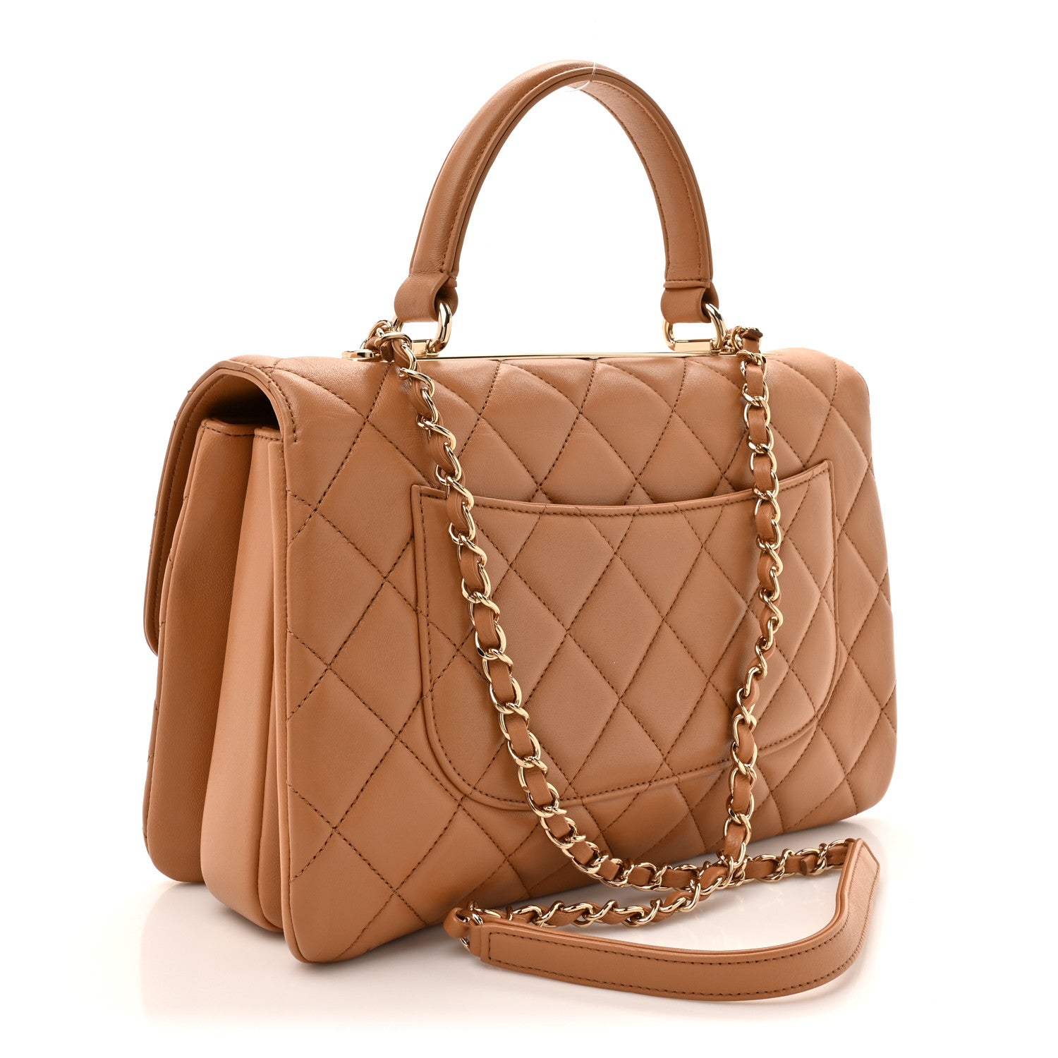 Chanel Lambskin Quilted Medium Trendy CC Flap Dual Handle Bag Camel 3 of 12