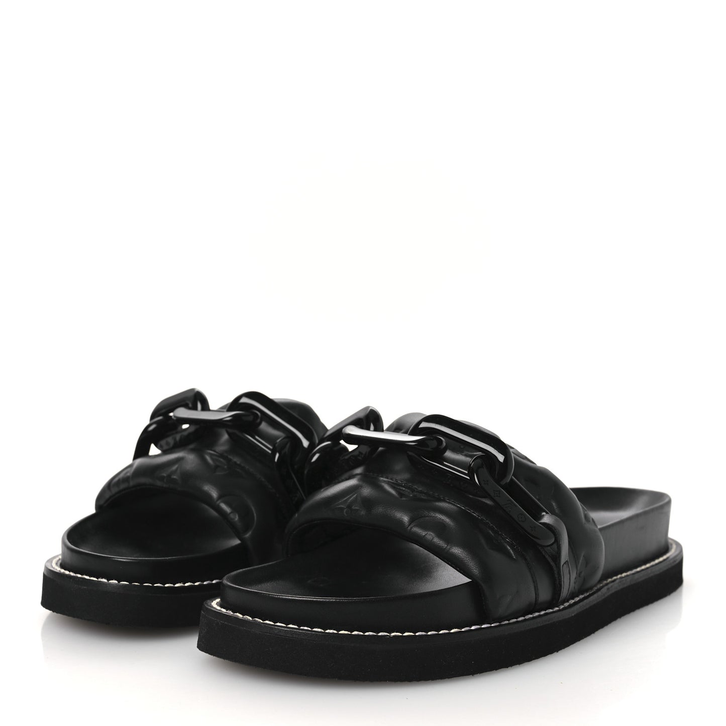 Calfskin Embossed Monogram Sunset Flat Comfort Mule 38.5 Black