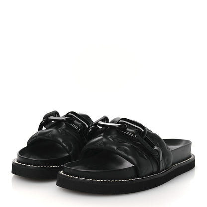 Louis Vuitton Calfskin Embossed Monogram Sunset Flat Comfort Mule 38.5 Black 4 of 11