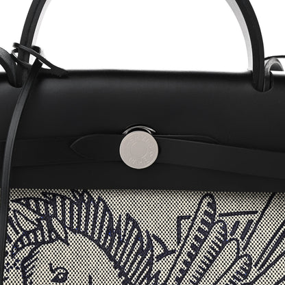 Hermes Vache Hunter Toile H Pegase Pop Herbag Zip Retourne 31 PM Bleu Indigo Ecru Black 8 of 10