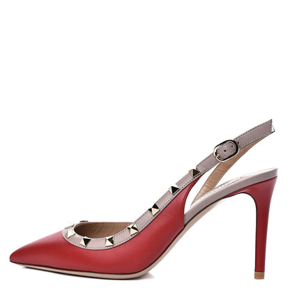 Valentino Garavani Nappa Rockstud Half D'Orsay Slingback 85mm Pumps 37.5 Rosso Valentino Poudre 1 of 9