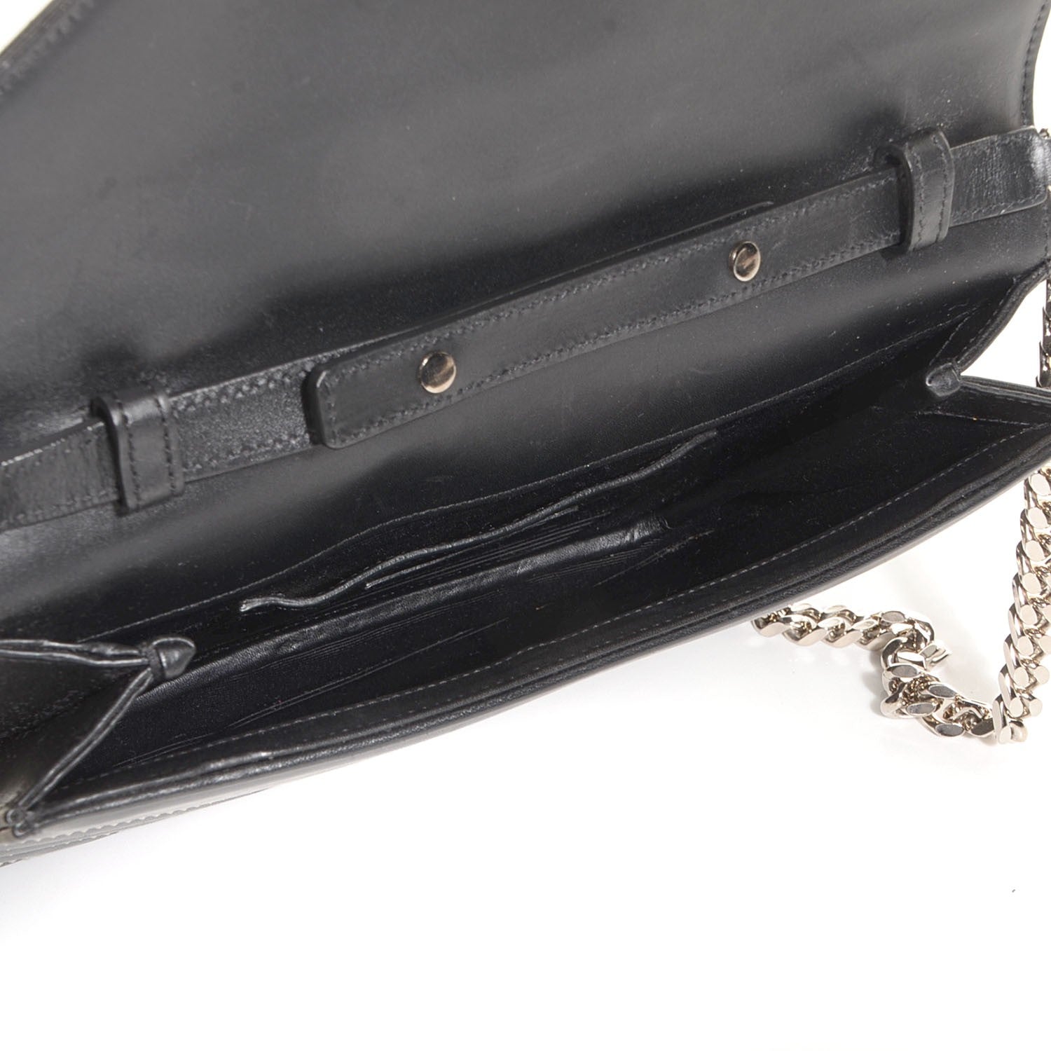 Saint Laurent Calfskin Monogram Chevron Studded Shoulder Bag Black 5 of 8