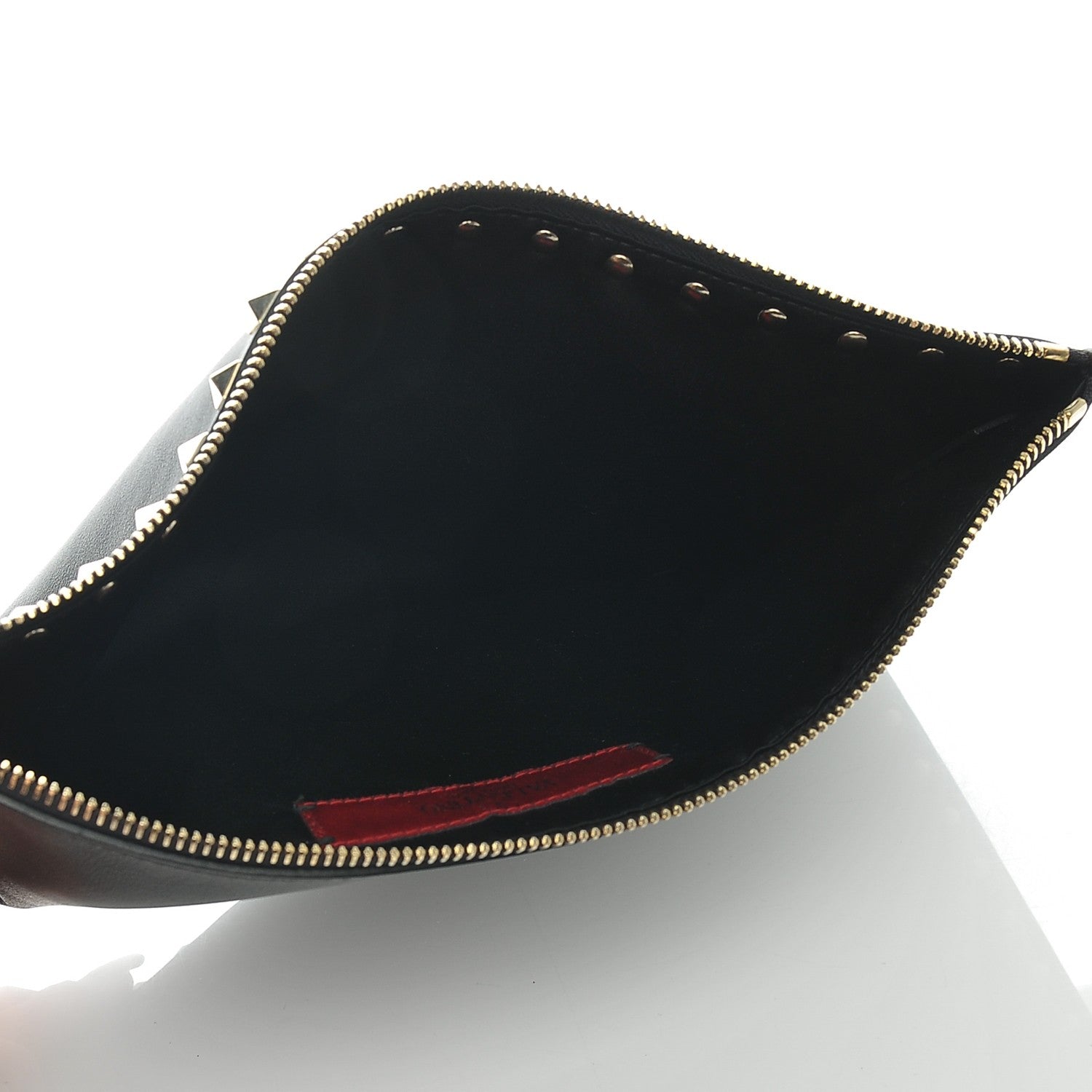 Valentino Garavani Vitello Large Rockstud Zip Pouch Black 5 of 7